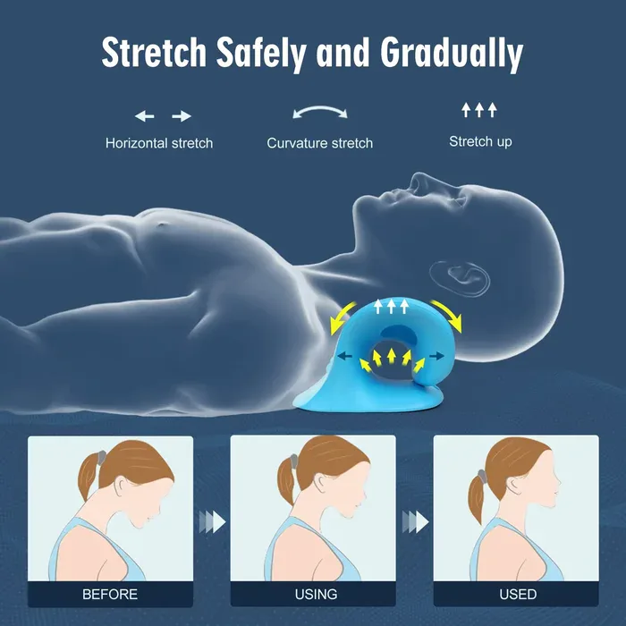 Neck traction pillow in use